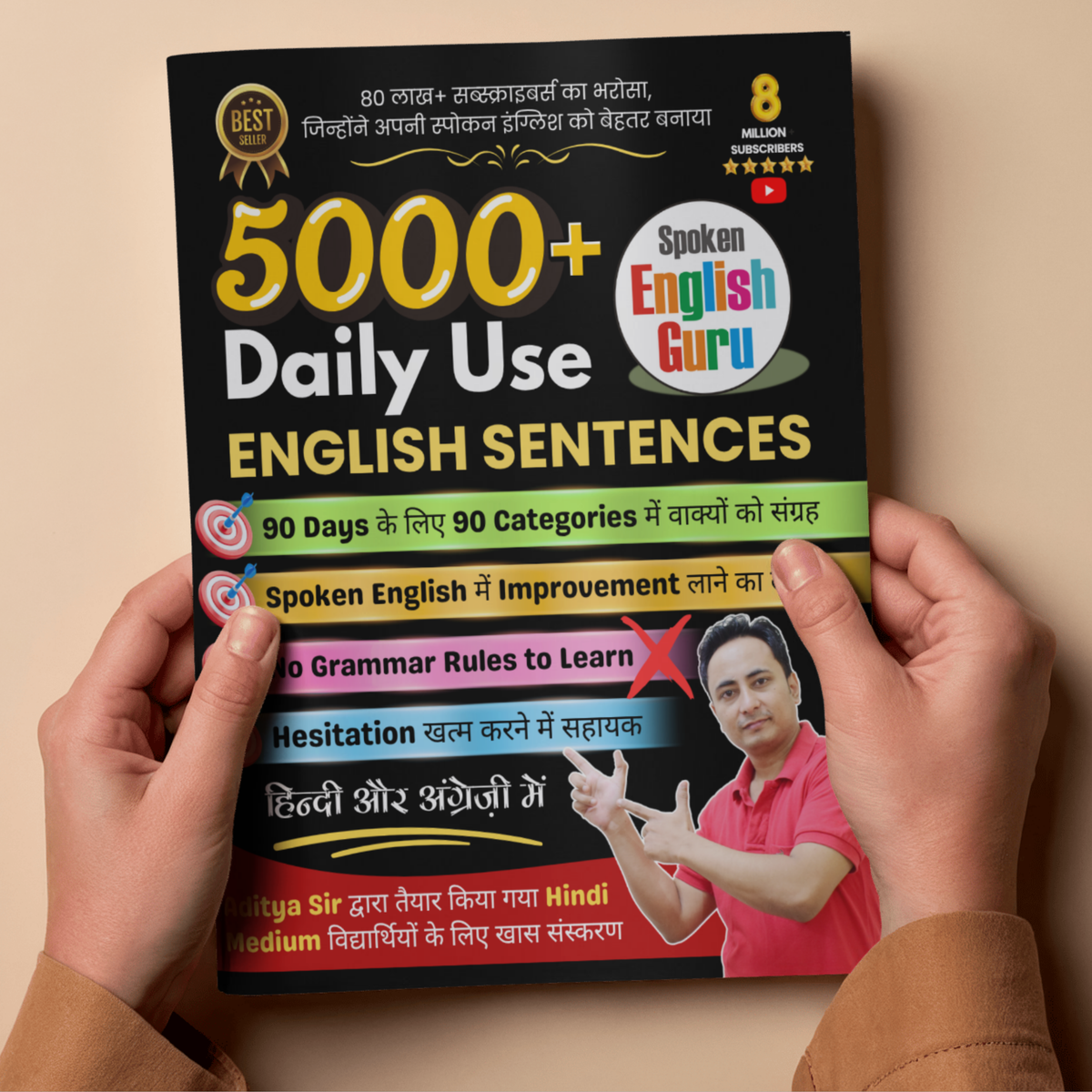 Spoken English Guru 5000 Daily Use English Sentences Book by Spoken English Guru  - Category wise Sentences in Hindi & English - Best Collection of 5000+ Sentences